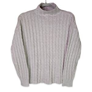 Philosophy Mockneck Sweater Women Large Blush Taupe Cable Knit Quail Heather NWT
